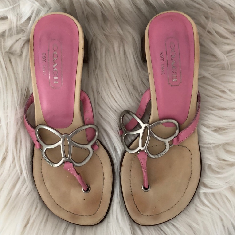 Coach Block Heel Butterfly Sandals